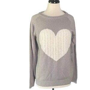 Elegant Gray Sweater with Heart Design
